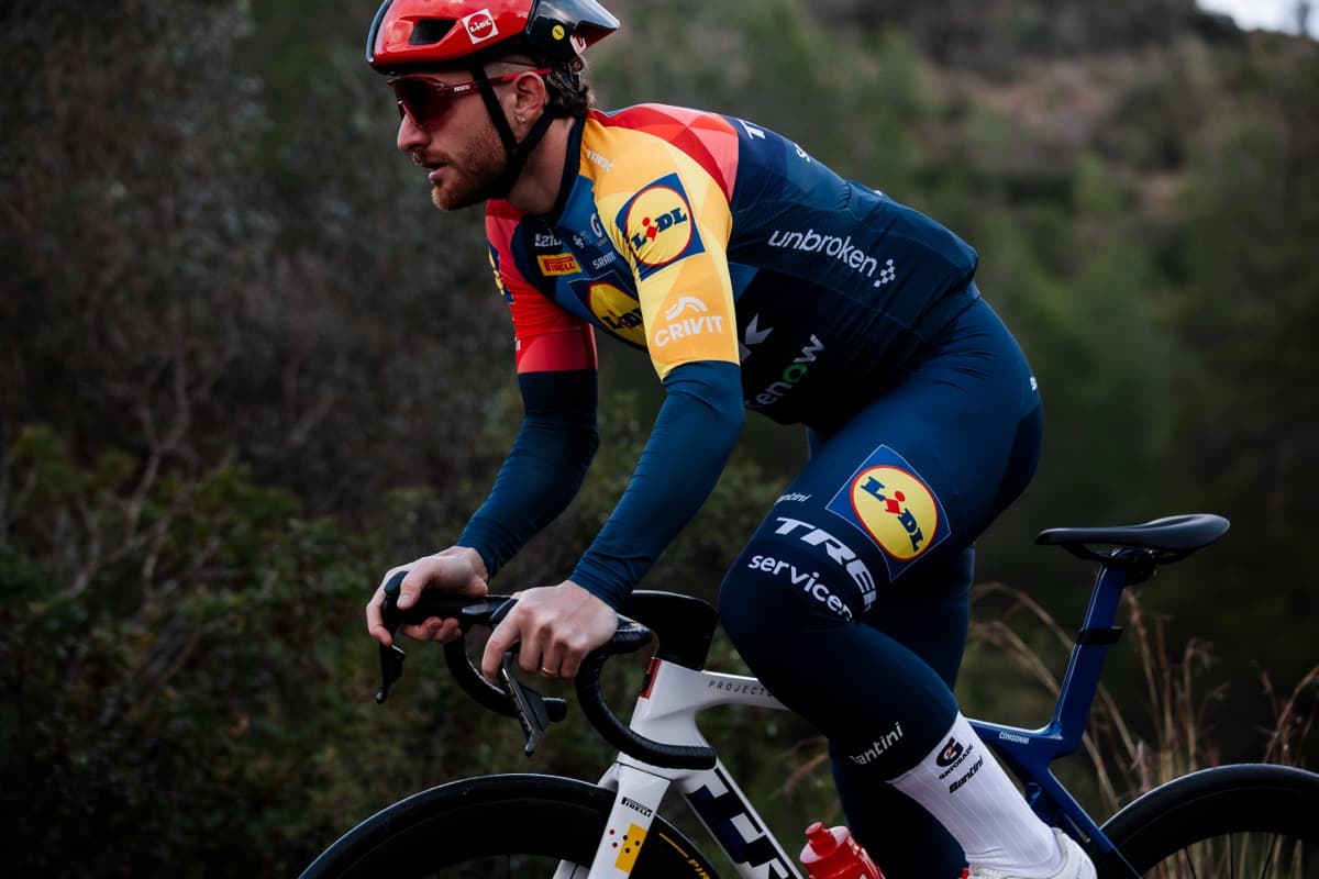 A Lidl-Trek rider training in Dénia during the team's December camp
